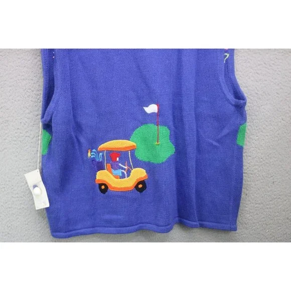 Belle Pointe Vtg. Hand Woven Embroidered Sweater Vest-NWT-Size XL-Golf